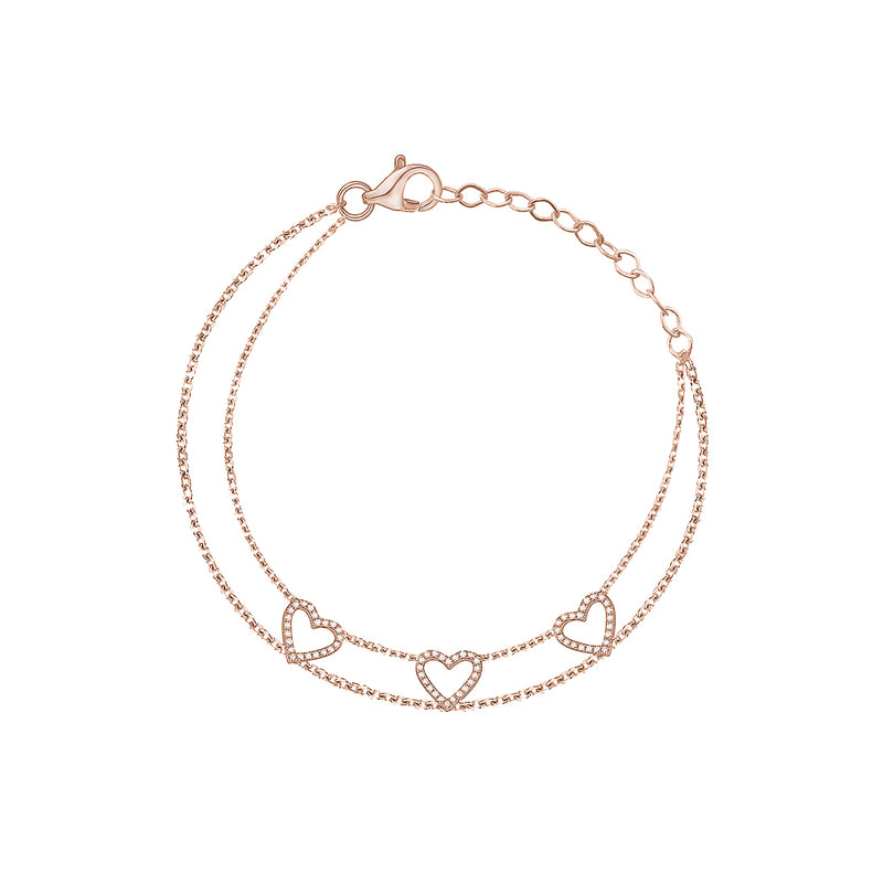 Diamond Triple Heart Bracelet