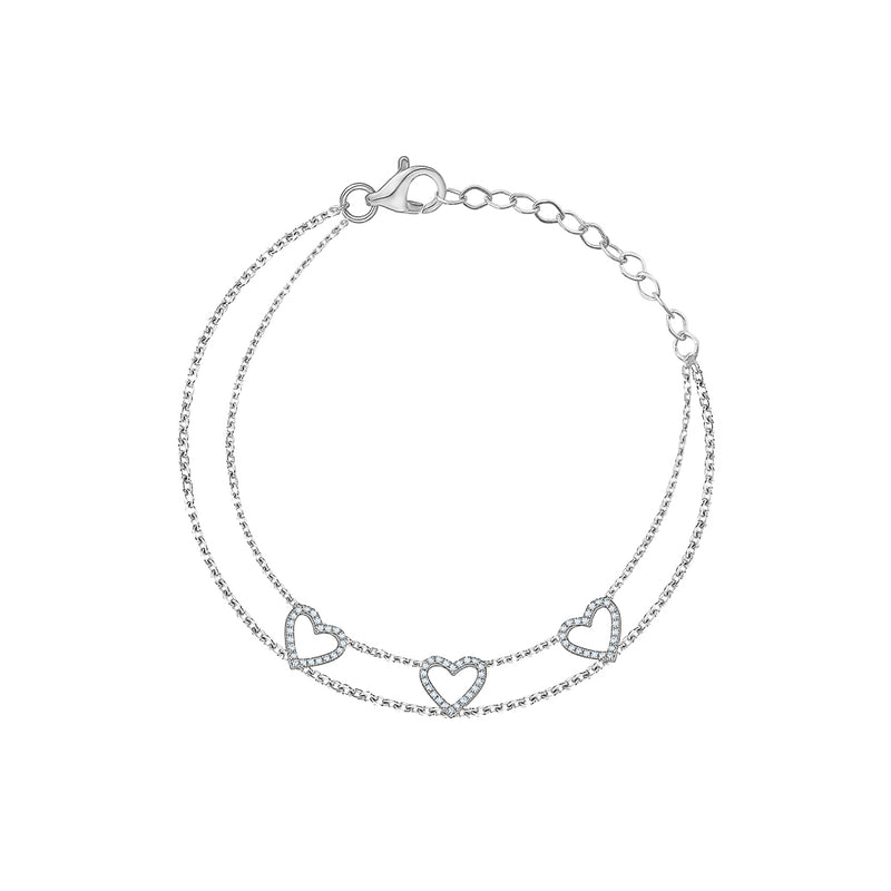 Diamond Triple Heart Bracelet