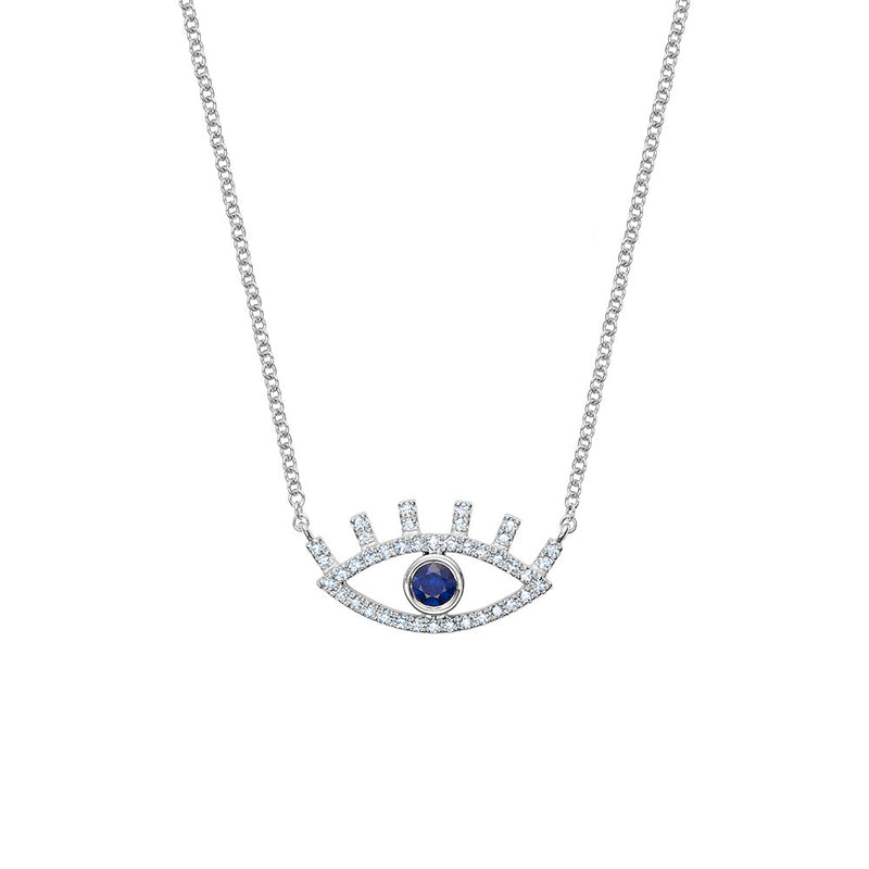 Diamond Blinking Lash Evil Eye Necklace