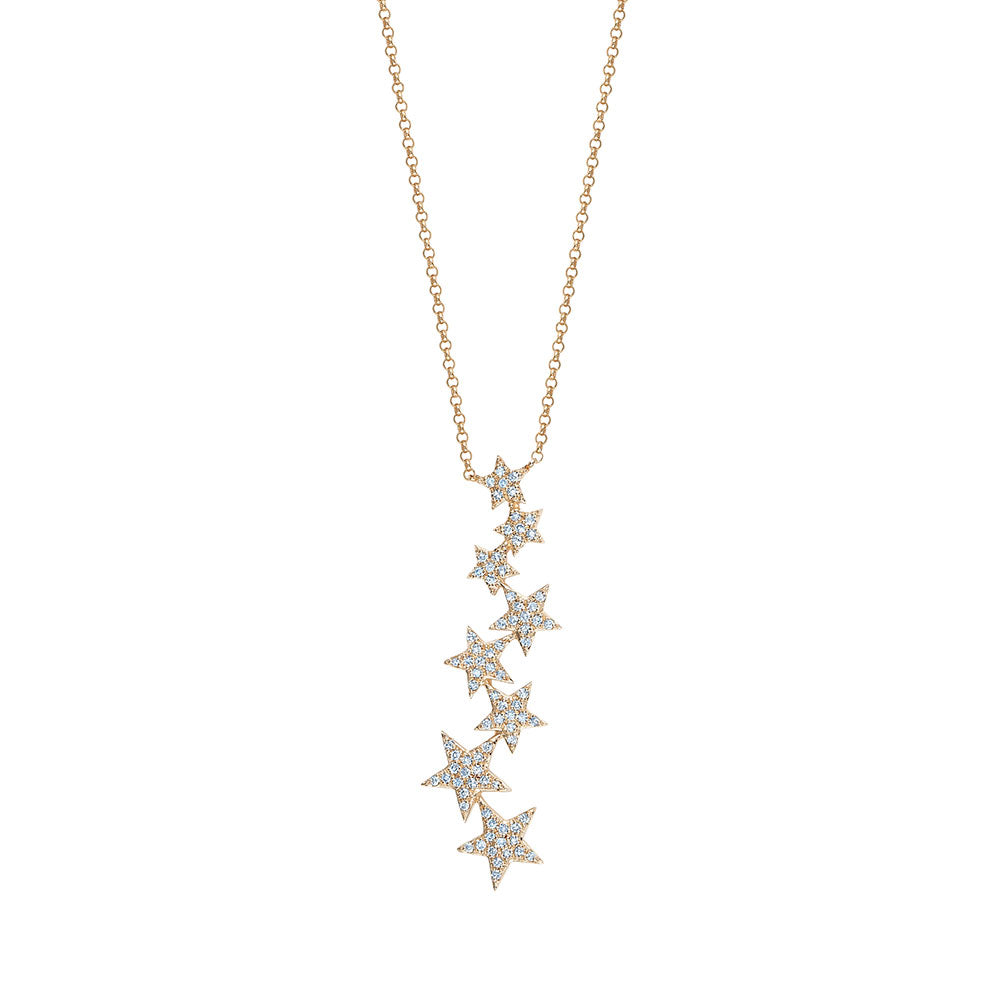 Graduated Diamond Star Necklace