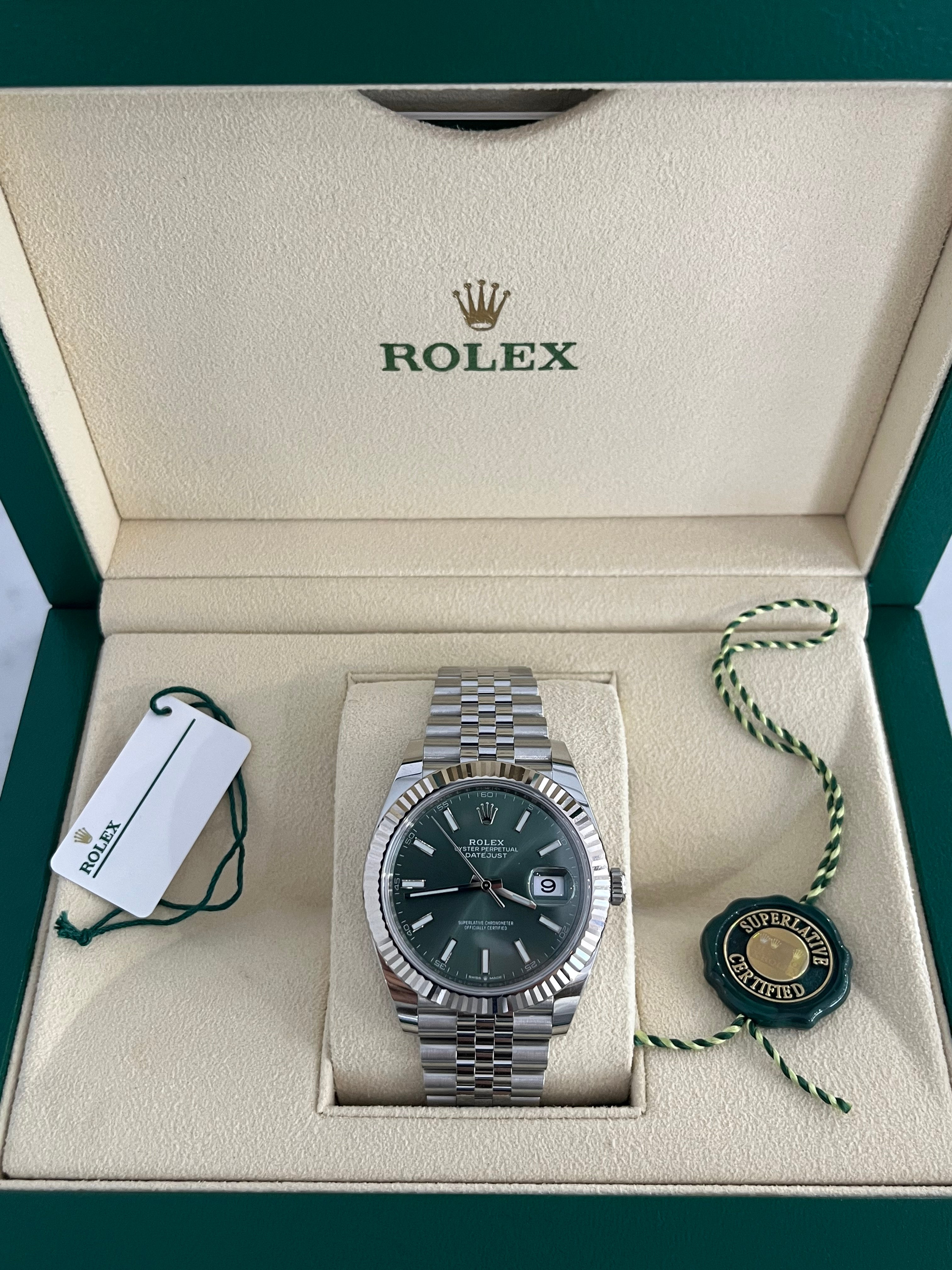 Rolex Datejust Mint Green Face Jubilee Bracelet 126334