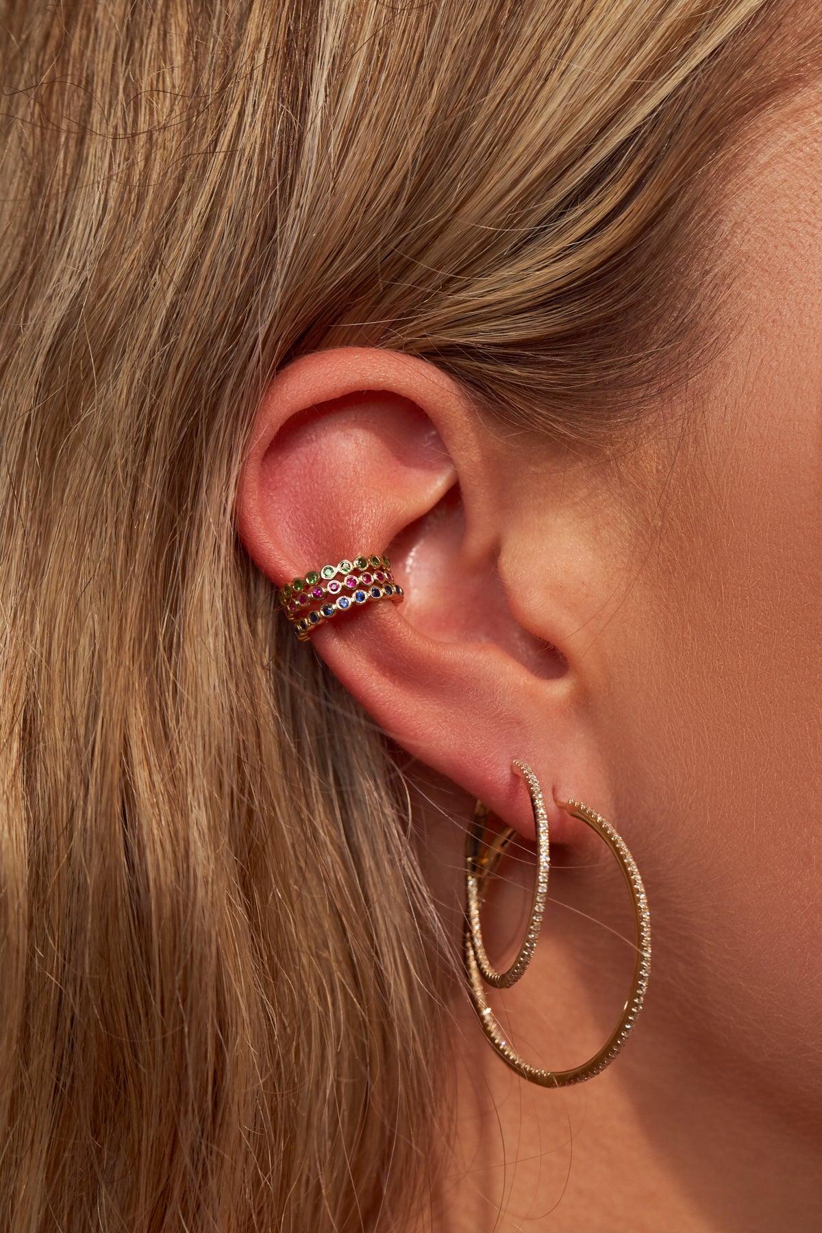 Beaded Ruby Ear Cuff