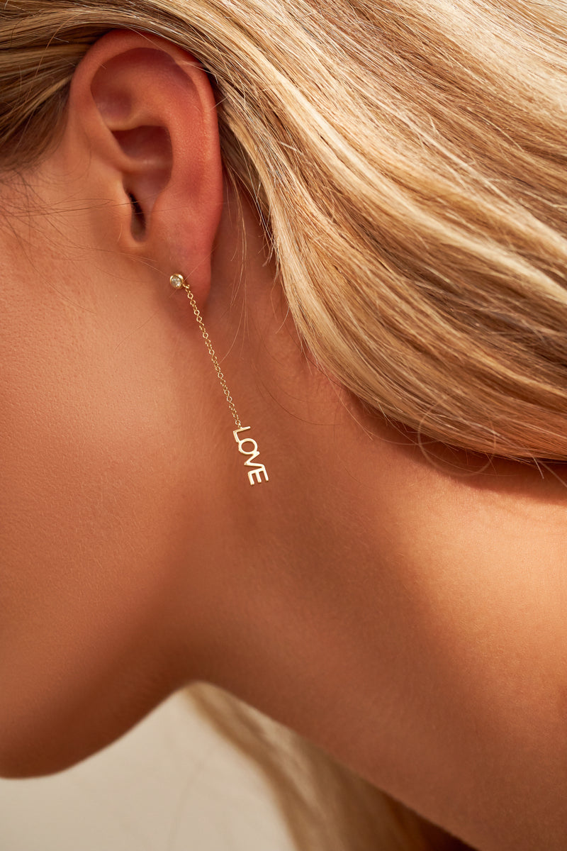 Diamond Chain Love Earrings