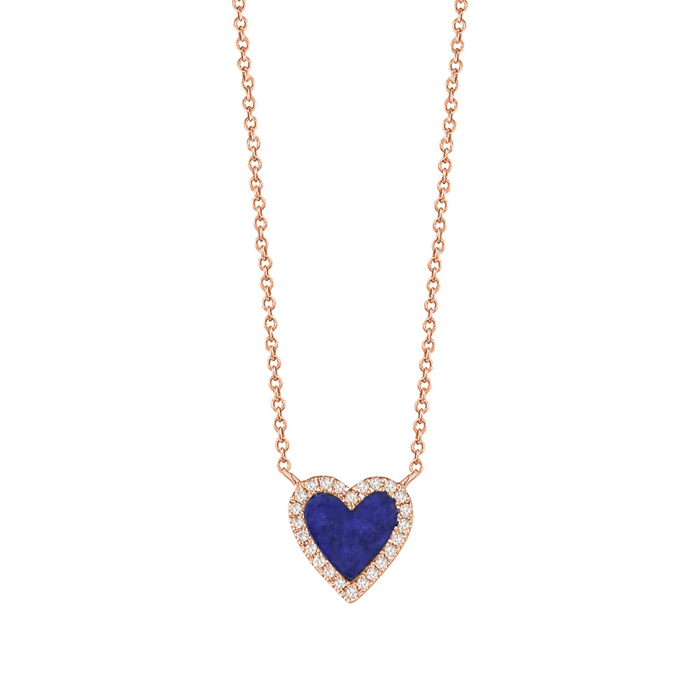 Collier Mini Coeur Bleu Marin en Diamant