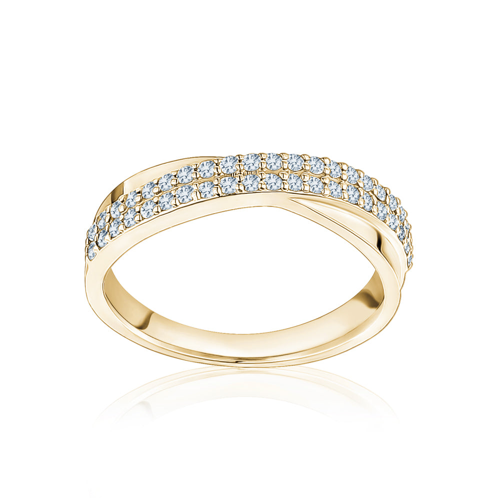 Double Row Diamond Crossover Ring