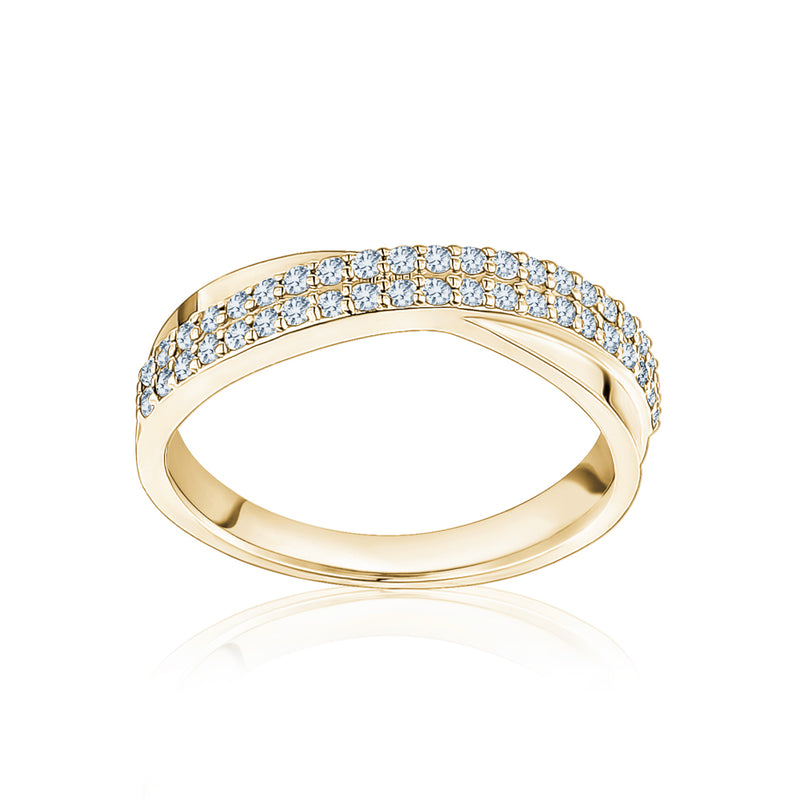 Semi Diamond Criss Cross Ring