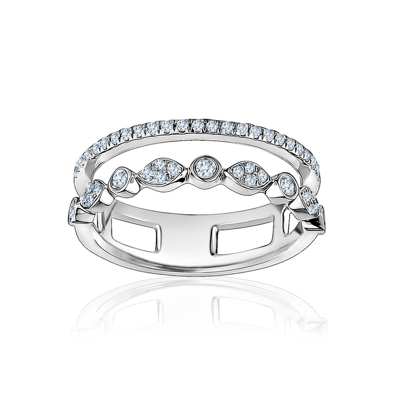 Diamond Double Row Pinky Ring