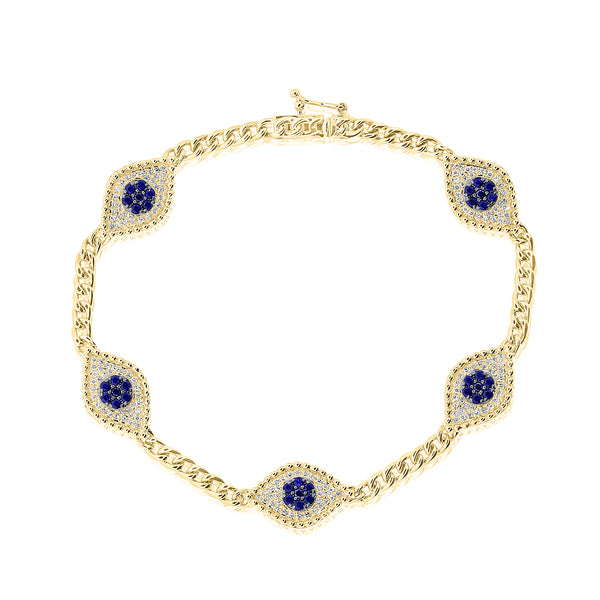 Diamond Hamsa Blue Sapphire Bracelet