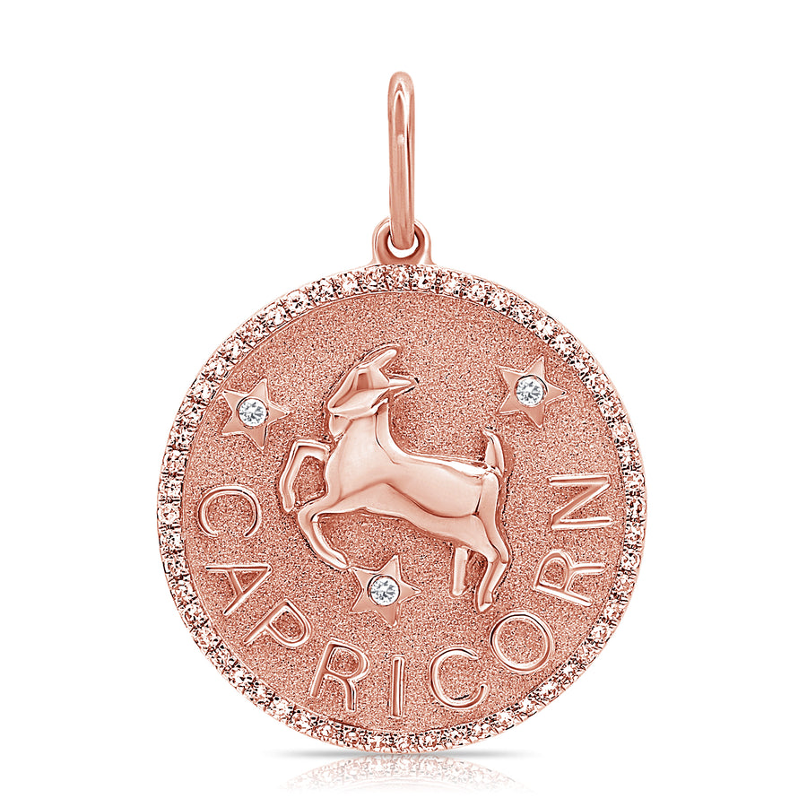 Pendentif zodiaque à bordure de diamants jumbo