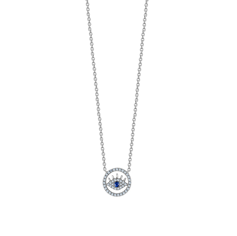 Diamond Cut-Out Lashes Evil Eye Necklace