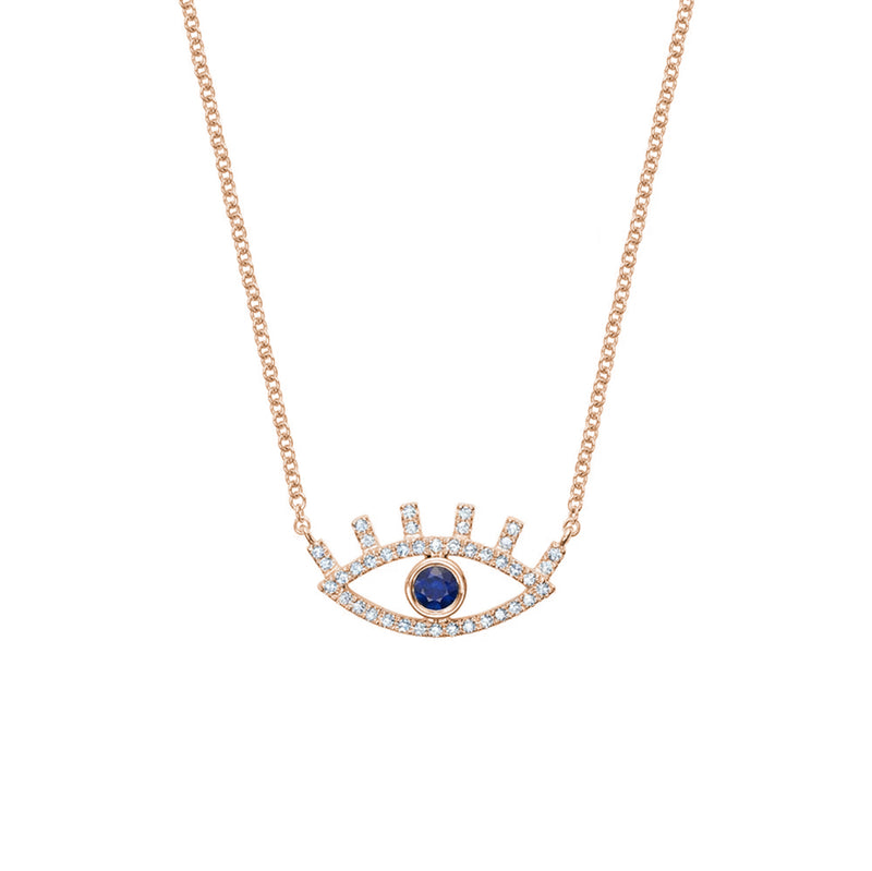 Diamond Blinking Lash Evil Eye Necklace