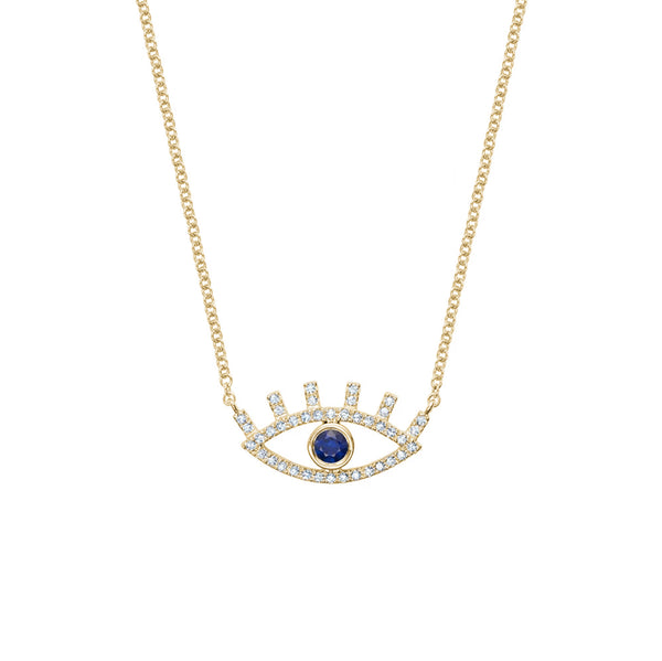 Diamond Blinking Lash Evil Eye Necklace
