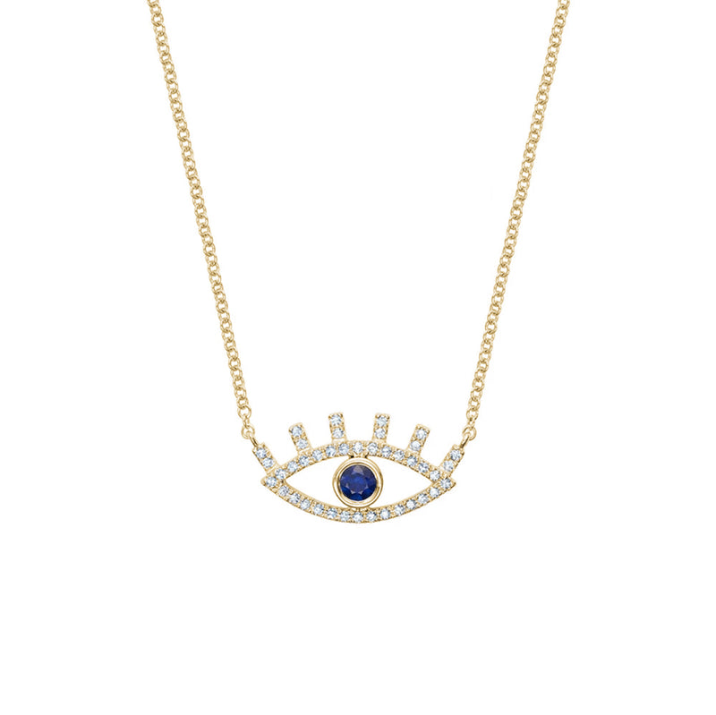 Diamond Blinking Lash Evil Eye Necklace