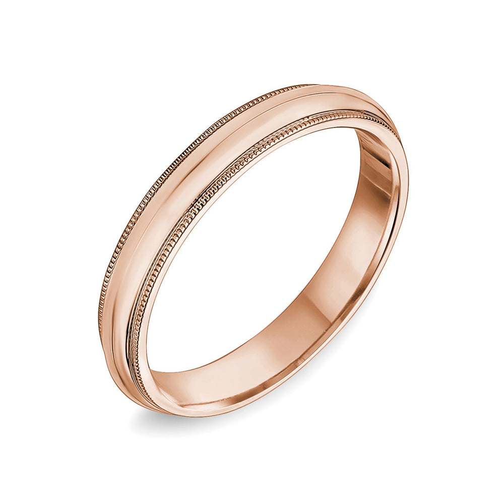 10K Classic Rounded Milgrain Edge Wedding Band - 10K Rose Gold