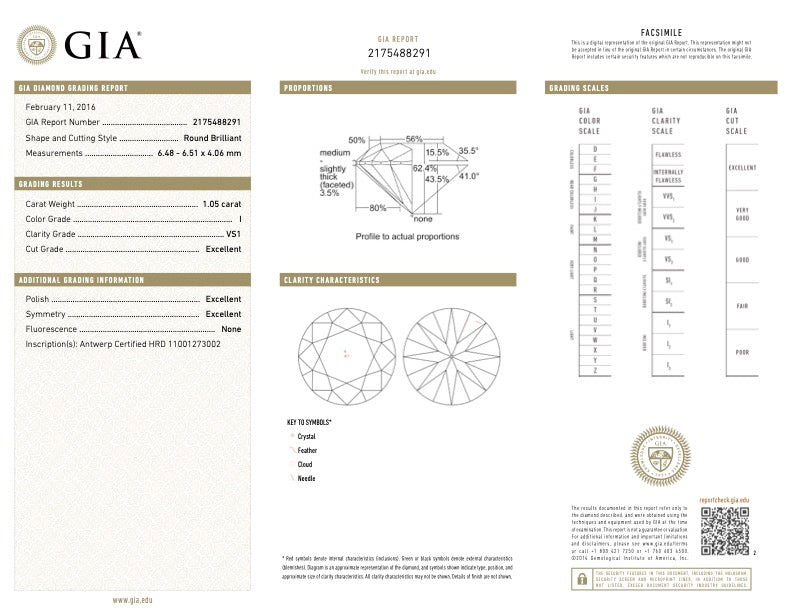 Diamant naturel de forme ronde de 1,05 ct