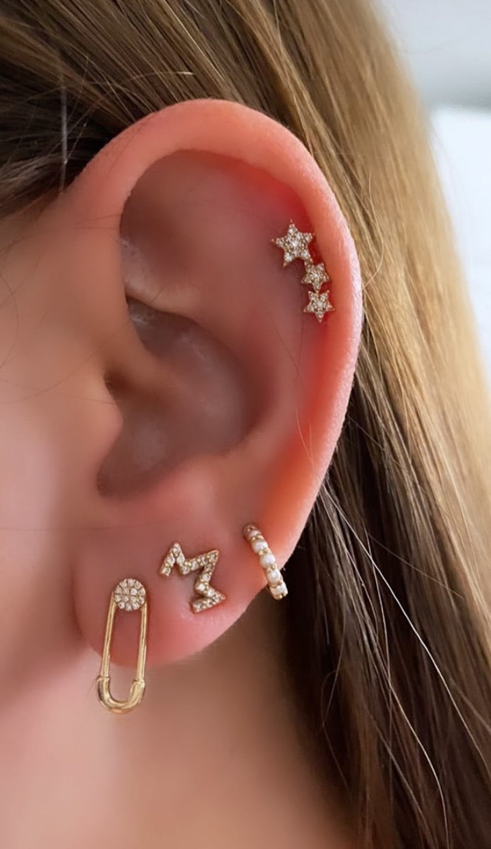 Diamond Safety Pin Earrings