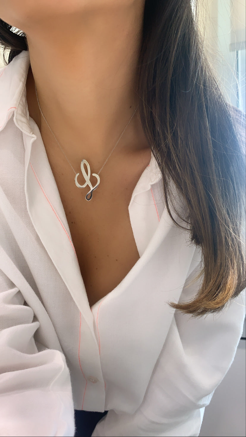 Jumbo Cursive Initial Necklace