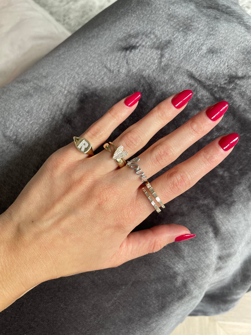 Diamond Initial Signet Ring