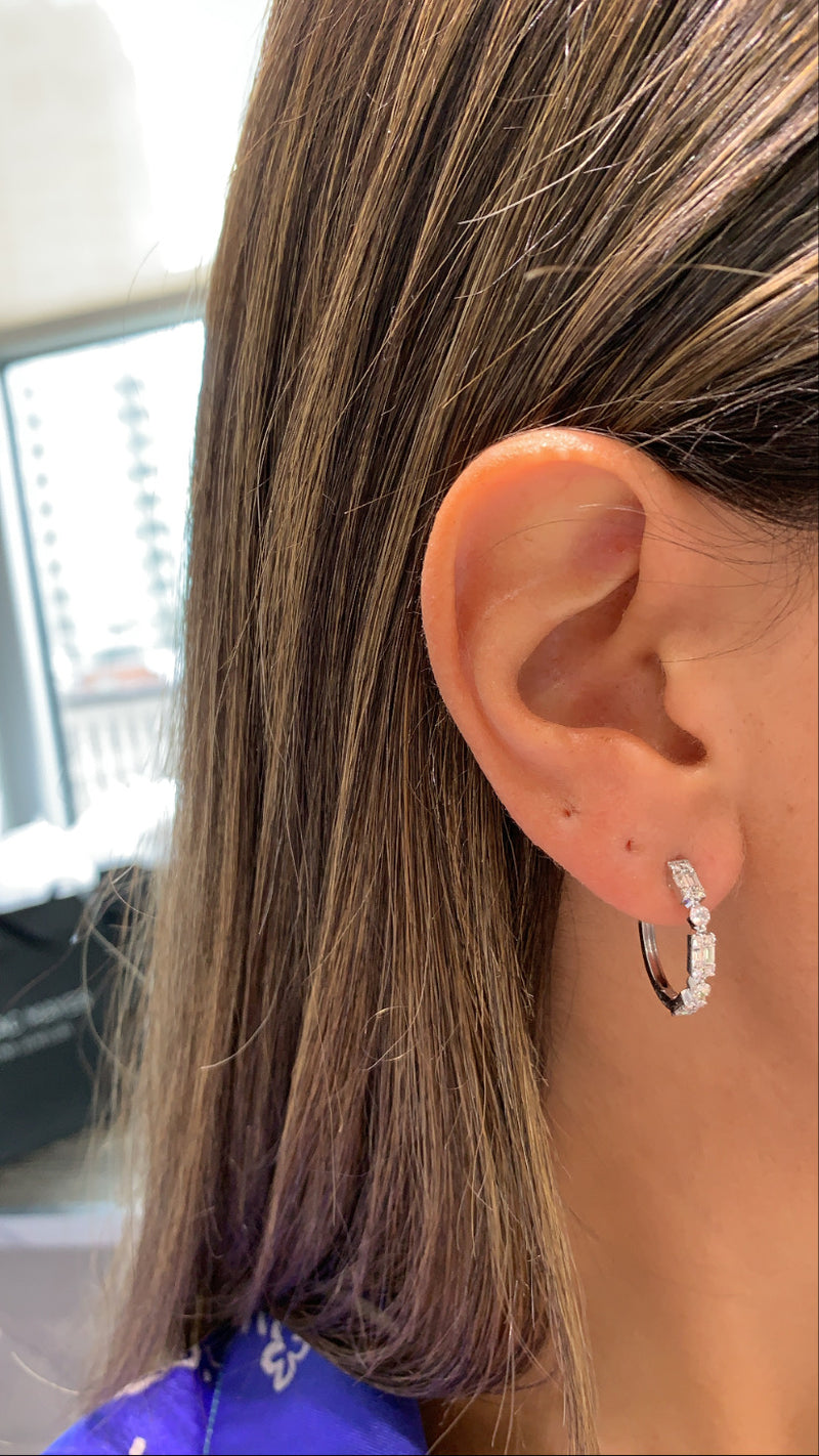 Diamond Baguette Hoops