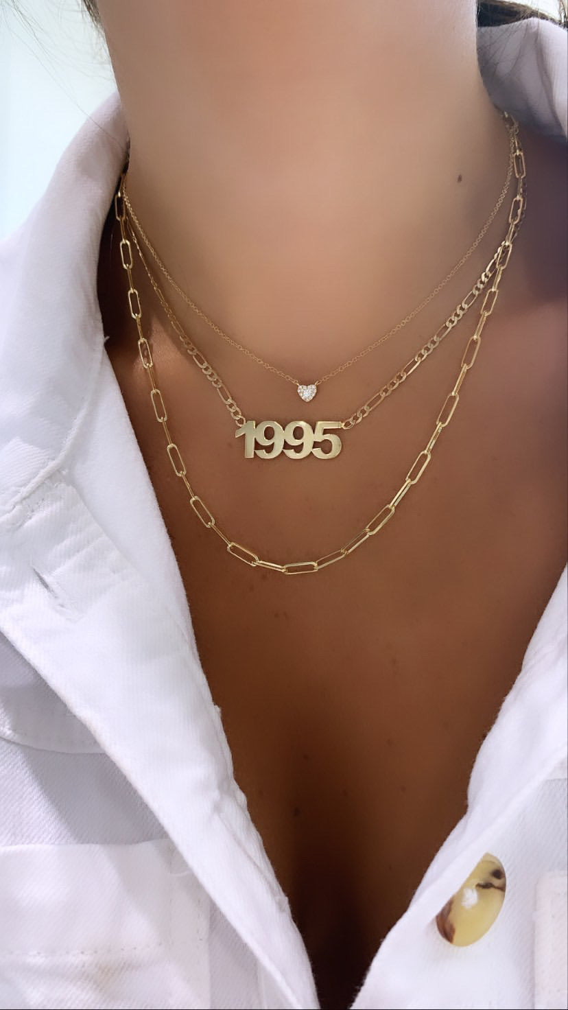 Collier de Date Personnalisé avec Chaîne Figaro