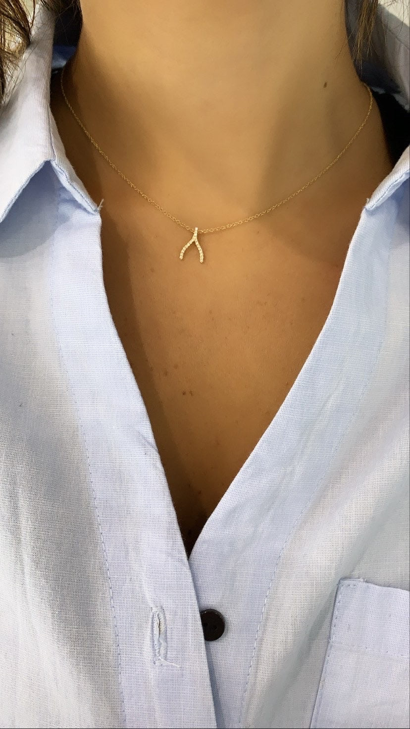 Diamond Wishbone Necklace