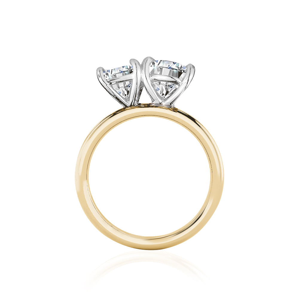 SOLD Radiant and Round Diamond Toi et Moi Ring