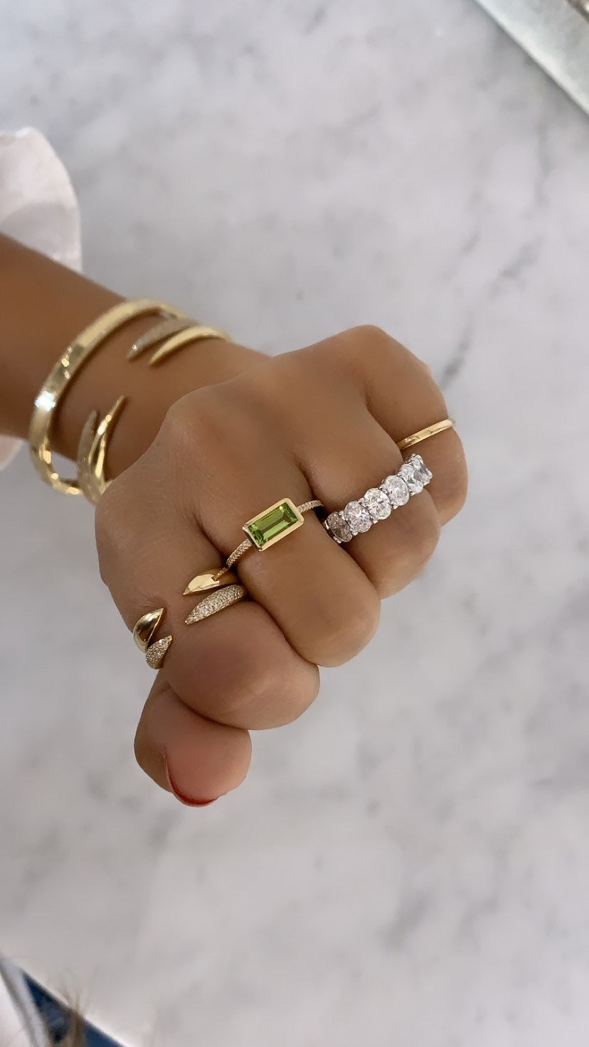 Peridot Gemstone Pavé Ring