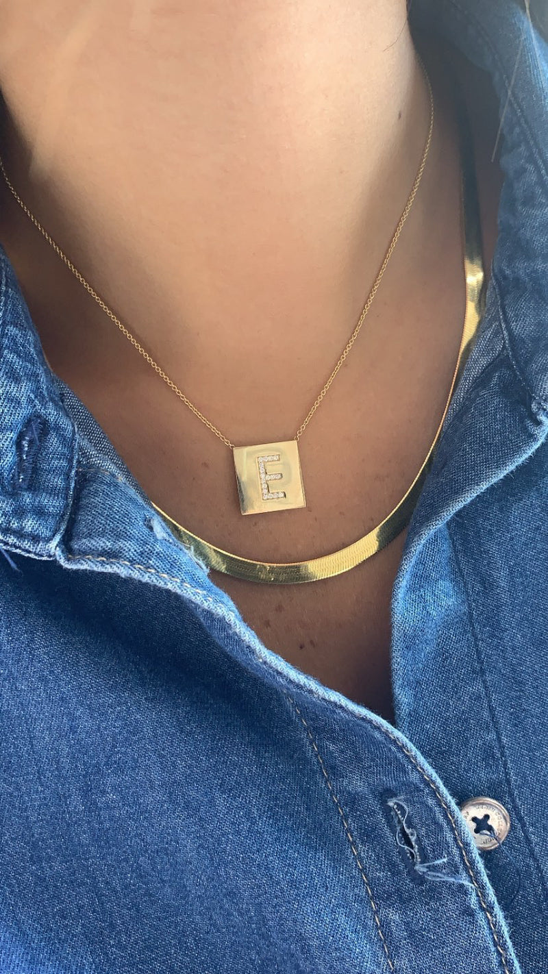 Square Initial Diamond Pendant