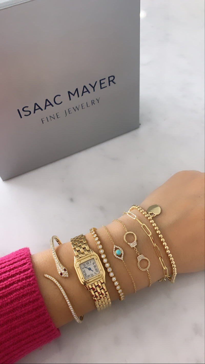 Gold Beaded Bracelet with Heart Charm