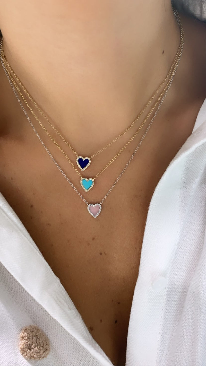 Diamond Navy Mini Heart Necklace