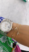 Bracelet d'initiales en cursive de diamants