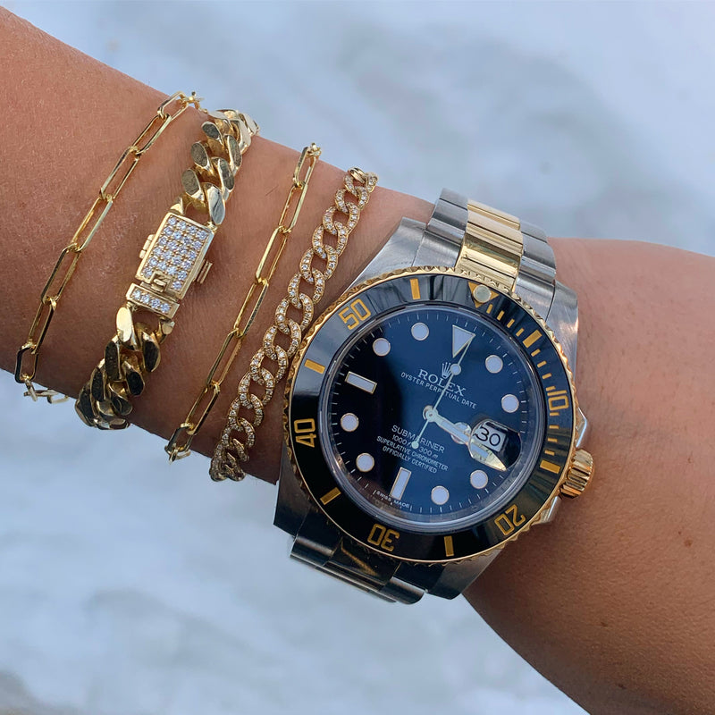 Solid Miami Cuban Link Bracelet with custom diamond box lock