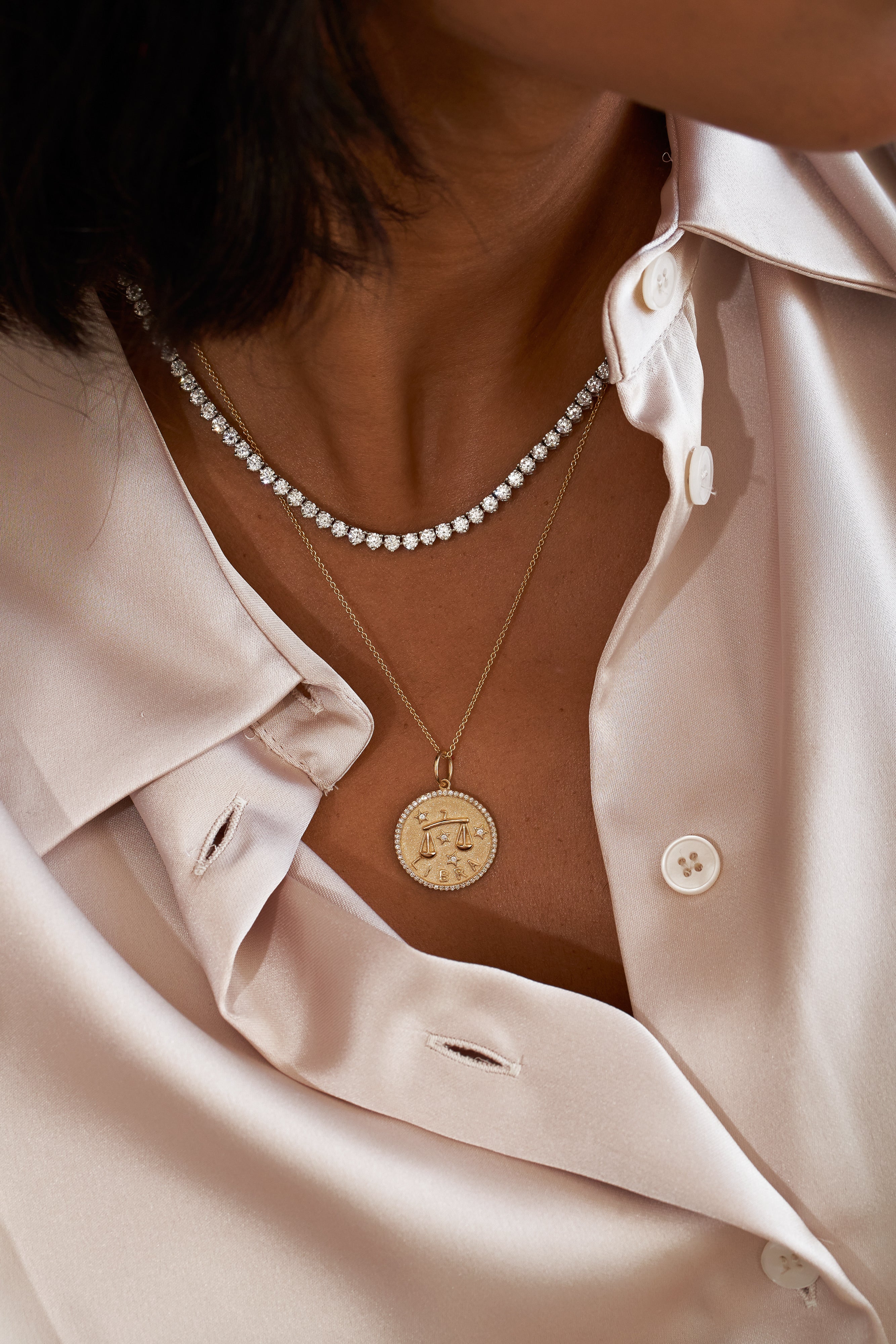 Jumbo Diamond Border Zodiac Pendant