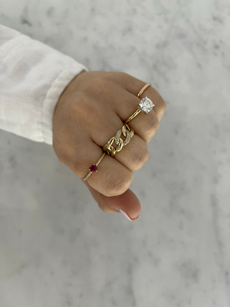 Ruby Heart Pavé Ring