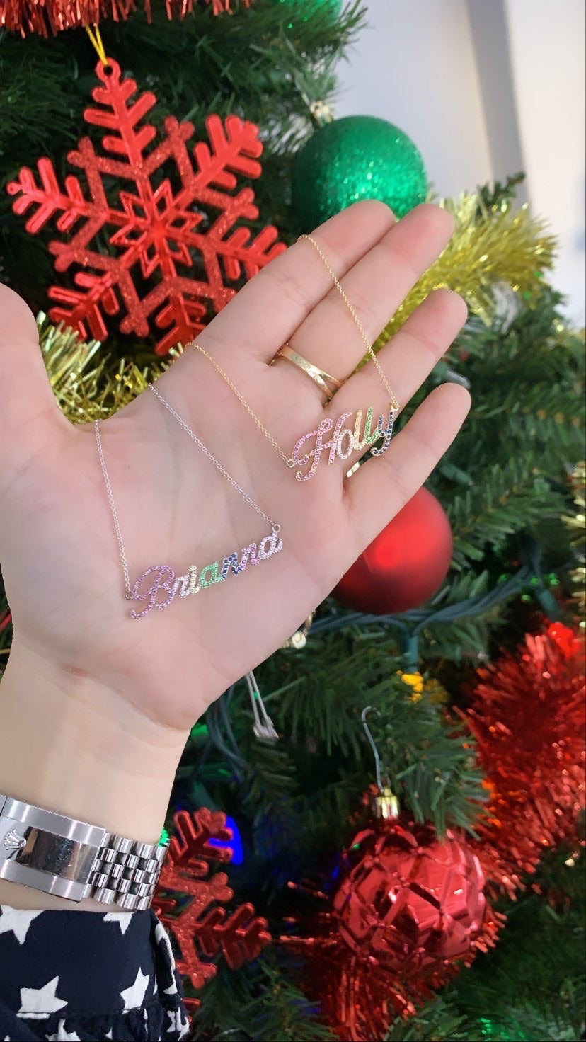 Rainbow Custom Cursive Name Necklace