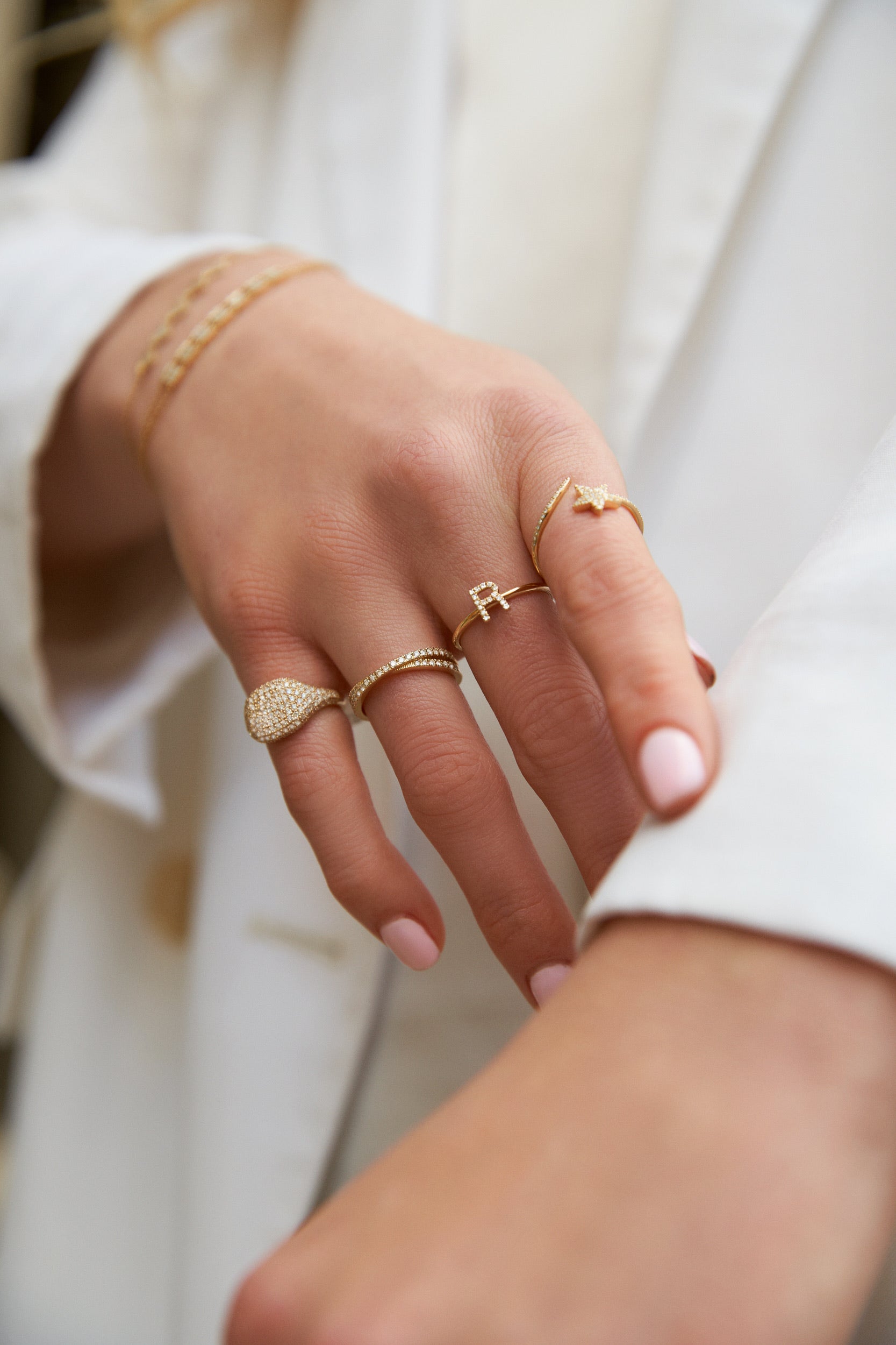 Single Row Diamond Crossover Ring