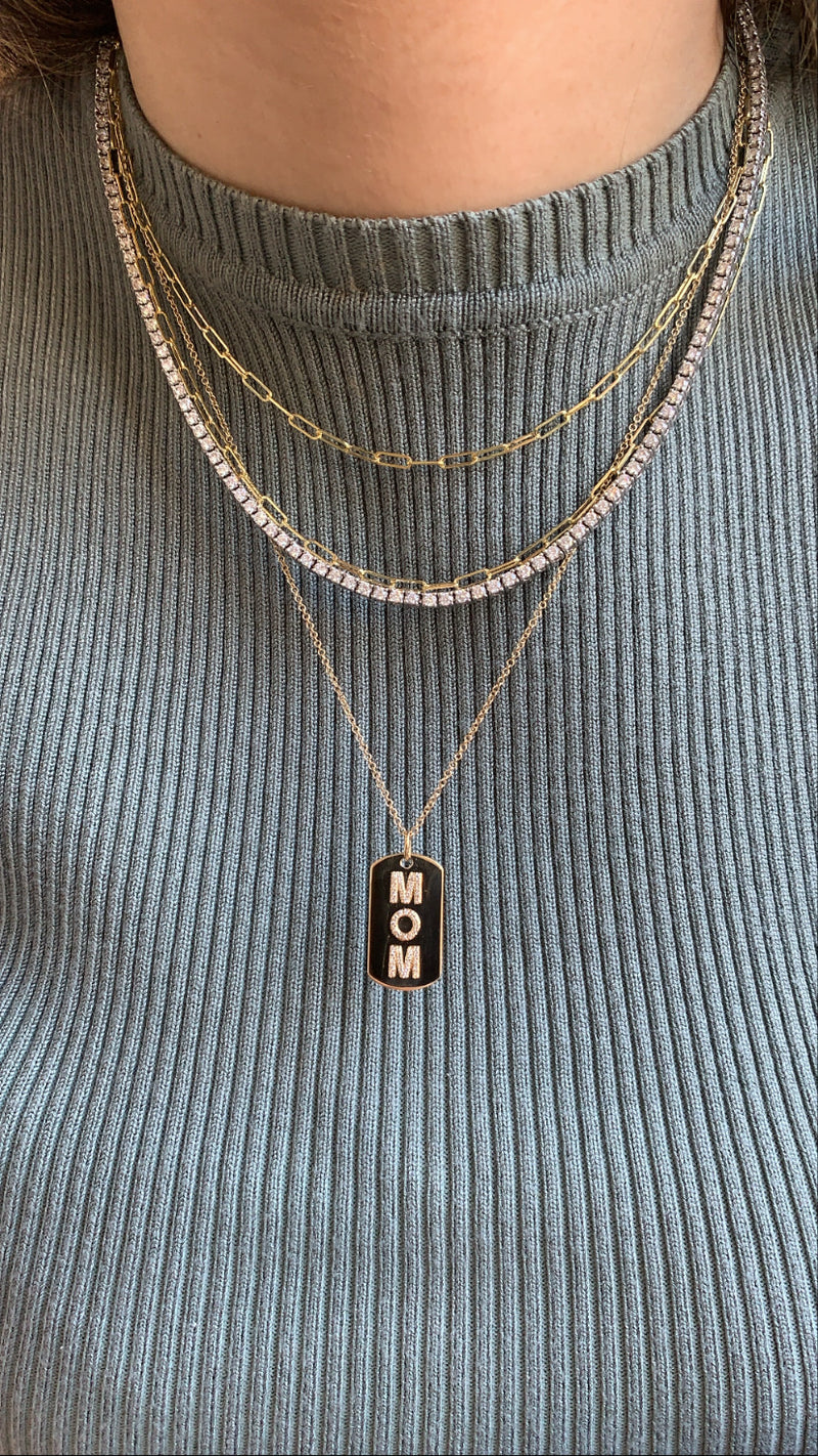 Dog Tag Mom Necklace