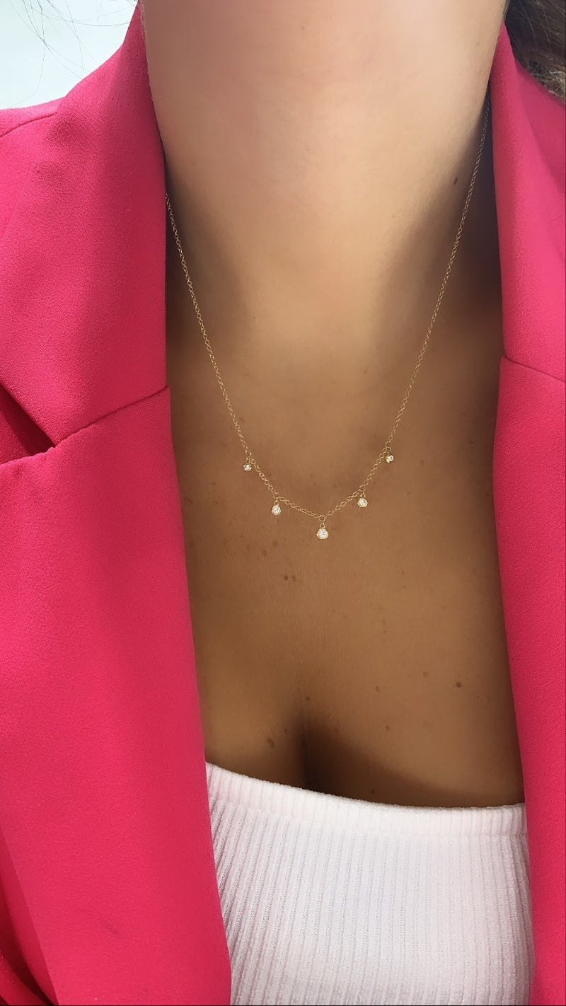Dangling Diamond Bezel Necklace