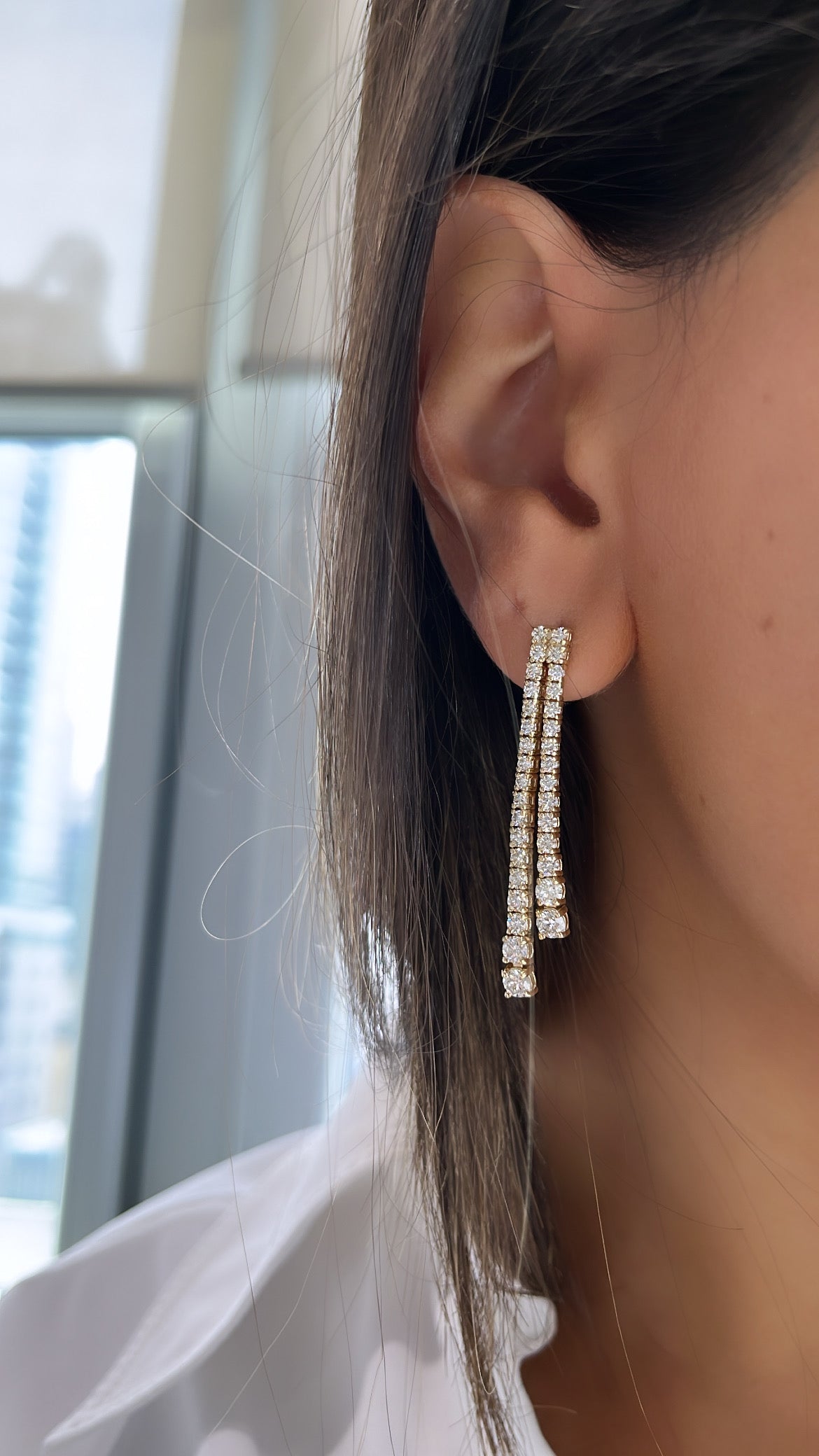 Graduated Diamond Double Tennis Earrings