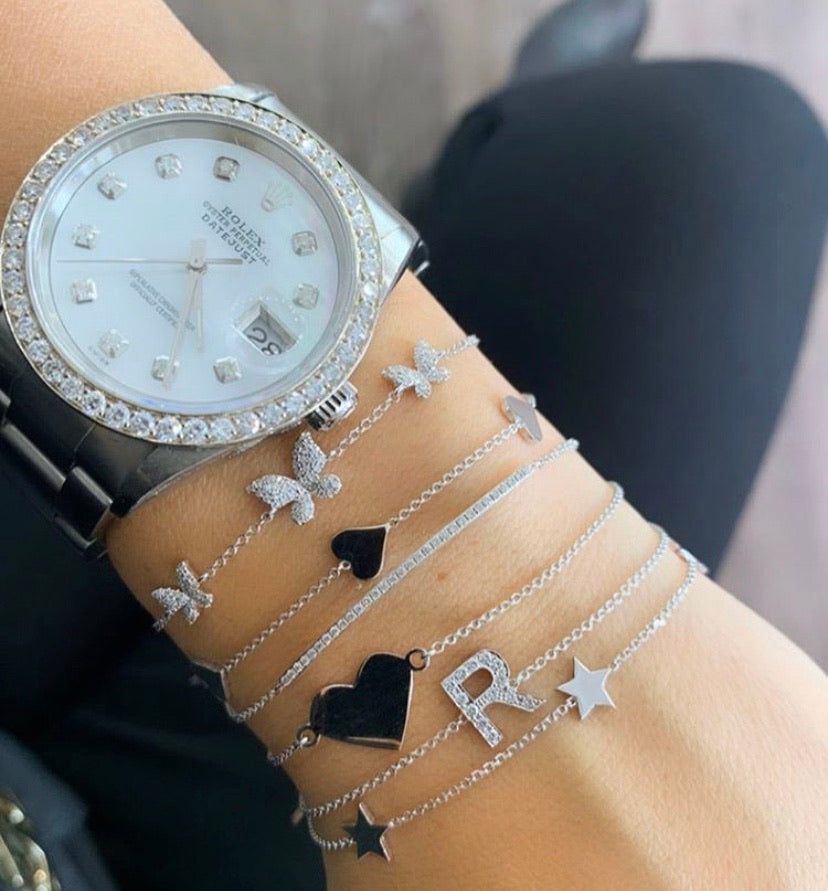  Bracelet à Initiale en Diamant