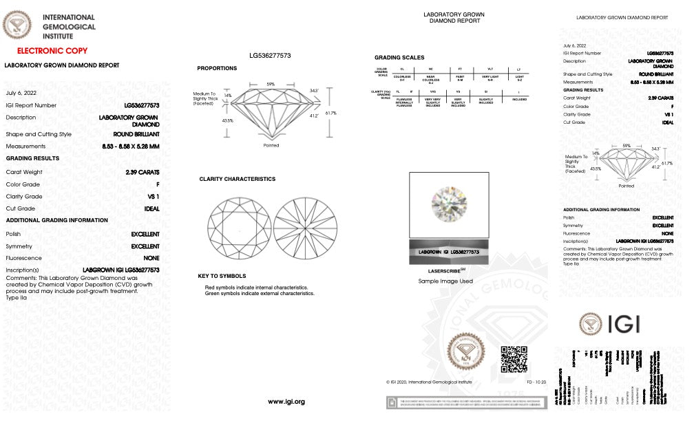 2.39ct Round Lab Diamond Ring